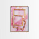Golden Frames on Pink Canvas Print | Abstract Minimalist Wall Art | Rustic Gold Decor | Wabi Sabi Aesthetic | Living Room Accent | Gift Idea