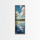 Lake Reflection, Landscape Painting, Moody Art, Coastal Decor, Above Sofa Art, Bedroom Art, Framed Canvas Print