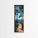 Coastal Path, Pine Tree Art, Nautical Wall Art, Coastal Decor, Living Room Art, Gift Idea for Her, Framed Canvas Print