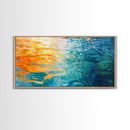 Water Reflection, Abstract Seascape, Nautical Wall Art, Coastal Painting, Horizontal Wall Art, Canvas Print, Extra Wide Art