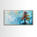 Vibrant Pine Tree, pine tree art, landscape painting, blue and green wall art, colorful abstract art, wabi sabi art, Canvas Print