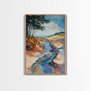 Minimalist landscape, wabi sabi wall art, rustic decor, above bed wall art, framed canvas print, neutral art, extra wide painting