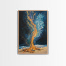 Fire and water, moody art, sacred geometry wall art, phoenix metal art, framed canvas print, abstract cosmic painting, mystical decor