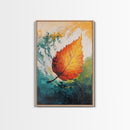 Fall Leaf Painting, Autumn Wall Art, Botanical Prints, Seasonal Home Decor, Vibrant Color Art, Cozy Rustic Art, Framed Canvas Print