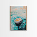 Ocean Rock Waves Canvas Print Coastal Wall Art, Beach House Decor, Abstract Seascape Painting, Nautical Art, Modern Minimalist Art