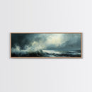 Stormy Ocean Waves Framed Canvas Print Dark Seascape Art, Moody Coastal Decor, Large Nautical Painting, Office or Living Room Art