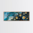 Abstract Cosmic Eye Painting, Modern Celestial Art, Blue and Gold Surreal Wall Decor, Unique Living Room, Framed Canvas Print