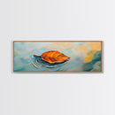 Autumn Leaf Water Ripples Canvas Print Fall Wall Art Nature Inspired Artwork Boho Home Decor Framed Minimalist Modern Print