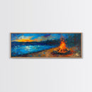 Cozy Campfire Night Painting, Rustic Cabin Decor, Warm Autumn Wall Art, Outdoor Adventure Art, Living Room Wall Art
