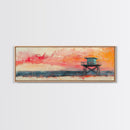 Lifeguard Tower Beach Art, Vibrant Coastal Sunset Painting, Colorful Ocean Wall Decor, Modern Beach House Art, Living Room Wall Art