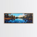 Tranquil Lake Reflection Framed Canvas Print - Nature Landscape Wall Art, Living Room Decor, Serene Water Painting, Cabin Wall Art