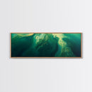 Green Abstract Swirl Framed Canvas Print - Modern Minimalist Wall Art, Deep Emerald Painting, Living Room Decor, Office Artwork