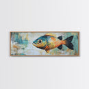 Vibrant Fish Canvas Print Rustic Coastal Wall Art Nautical Painting Beach House Decor Colorful Abstract Aquarium Art Lake House