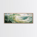 Ocean, Wave, Green, Storm, Canvas Print, Coastal Art, Nautical Wall Art, Living Room Decor, Dynamic Abstract Seascape Painting