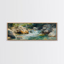 Waterfall Stream, Rocky River, Nature Wall Art, Framed Canvas Print, Cabin Decor, Rustic Landscape, Outdoor Adventure Art, Natural Beauty