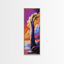Lone Tree, Coastal Sunset Art, Framed Canvas Print, Nature Landscape Art, Vibrant Sky Decor, Serene Home Art, Relaxing Wall Art