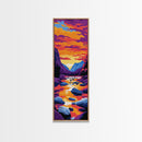 Mountain River, Vibrant Sunset Art, Framed Canvas Print, Nature Wall Decor, Rustic Home Art, Boho Landscape Art, Living Room Wall Art