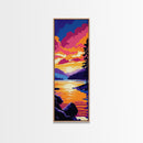Tranquil Lake, Forest Reflection, Framed Canvas Print, Serene Nature Wall Art, Zen Decor, Vibrant Sunset Painting, Bedroom Artwork