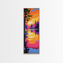 Autumn Pines, Golden Sunset, Framed Canvas Print, Woodland Wall Art, Cozy Nature Decor, Warm Fall Painting, Cabin Living Room Art