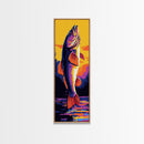 Jumping Fish, Bass Fishing Art, Vibrant Lake Scene, Bold Outdoor Wall Decor, Cabin Aesthetic, Nature Lover Gift, Framed Canvas Print