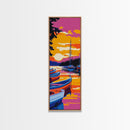 Docked Boats, Lake Sunset, Vibrant Wall Art, Nautical Decor, Canvas Print, Living Room Accent, Modern Boho Art, Gift Idea