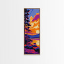 Sunset Cabin, Nature Art, Autumn Decor, Framed Canvas Print, Rustic Wall Art, Cozy Home Decor, Lake House Art, Landscape Painting