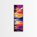 Tranquil Lake, Sunset Reflection, Framed Canvas Print, Nature Wall Art, Living Room Decor, Autumn Landscape, Serene Art