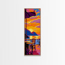 Sunset Balcony, Coastal, Vibrant, Relaxing, Framed Canvas Print, Sunset Art, Coastal Wall Art, Dining Room Decor, Beach Vibes