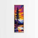 Mountain Lake, Autumn Sunset, Vibrant Nature Art, Rustic Cabin Decor, Woodland Landscape, Framed Canvas Print, Bedroom Wall Art