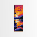 River Reflection, Sunset Landscape, Tranquil Nature Art, Vibrant Wilderness Scene, Cozy Home Decor, Canvas Print, Living Room Art