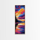 Tranquil Lake Sunset, Framed Canvas Print, Vibrant Reflections, Serene Nature Art, Colorful Wall Decor, Peaceful Home Aesthetic
