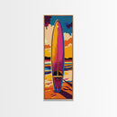 Vibrant Surfboard Art, Framed Canvas Print, Beach Wall Decor, Coastal Living Style, Summer Vibes, Tropical Artwork, Boho Home Decor