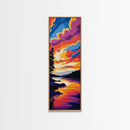 Serene Lake Sunset, Framed Canvas Print, Nature Wall Art, Reflective Water Scene, Cabin Decor, Relaxing Home Vibe, Boho Style