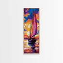 Sailboat, Sunset, Ocean, Reflection, Framed Canvas Print, Nautical Wall Art, Living Room Art, Vibrant Wall Print, Summer Art
