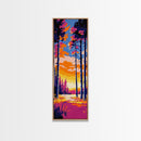 Sunset Forest, Pathway, Framed Canvas Print, Boho Nature Art, Autumn Wall Decor, Living Room Artwork, Forest Painting, Vibrant Art