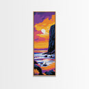 Cliff Sunset, Ocean, Scenic, Dreamy, Framed Canvas Print, Coastal Art, Nautical Decor, Office Wall Art, Vibrant Landscape, Ocean Waves