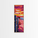 Coastal Sunset, Beach Fence, Landscape, Framed Canvas Print, Seascape Wall Art, Nautical Home Decor, Boho Painting, Summer Vibes