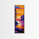 Sunset Lake View, Tranquil Nature Art, Colorful Landscape Print, Cabin Wall Art, Living Room Decor, Framed Canvas Print