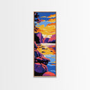 Serene River, Vibrant Sky, Mountain View, Framed Canvas Print, Cabin Wall Art, Fall Home Decor, Nature Artwork, Gift Idea