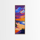 Serene Beach Sunset, Coastal Wall Art, Ocean Landscape, Framed Canvas Print, Vibrant Seascape, Relaxing Home Decor, Modern Aesthetic