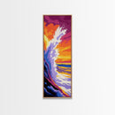 Ocean Wave Crash, Dramatic Seascape, Vibrant Coastal Art, Framed Canvas Print, Nautical Home Decor, Bold Colorful Aesthetic, Beach House