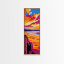 Cowboy Beach, Western Art, Framed Canvas Print, Sunset Coastal Decor, Rustic Wall Art, Vibrant Painting, Beach Aesthetic