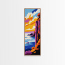 Cliffside View, Ocean Sunset, Dramatic Landscape, Vibrant Horizon, Canvas Print, Nature Wall Art, Modern Decor, Living Room Artwork