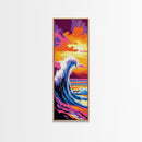 Ocean Wave, Surfing Art, Framed Canvas Print, Beach House Wall Art, Coastal Home Decor, Nautical Wall Art, Vibrant Seascape Painting
