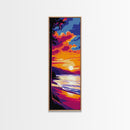 Beach Sunset, Ocean Waves, Vibrant Colors, Framed Canvas Print, Coastal Wall Art, Tropical Art, Bedroom Decor, Summer Painting