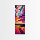 Golden Field, Sunset Sky, Rural Landscape, Framed Canvas Print, Country Home Decor, Warm Tones, Farmhouse Wall Art, Bedroom Art