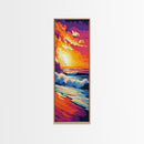 Tropical Sunset, Seaside Art, Colorful Landscape, Framed Canvas Print, Beach House Decor, Modern Coastal Wall Art, Vibrant Art