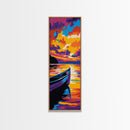 Canoe on Water, Serene Lake Art, Sunset Reflection Painting, Nature Lover Gift, Cabin Wall Decor, Tranquil Home Art, Framed Canvas Print