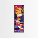River Sunset, Vibrant Nature Art, Scenic Landscape Painting, Tranquil Home Decor, Cabin Wall Art, Adventure Art, Framed Canvas Print