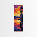 Sunset Reflection, Lake Art, Framed Canvas Print, Nature Wall Decor, Cabin Wall Art, Outdoor Aesthetic, Vibrant Landscape Painting